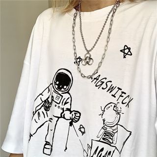 【お揃い可】メンズ レディース L Tシャツ 白 韓国 ヒップホップ ゆったり(Tシャツ(半袖/袖なし))