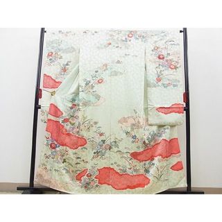 平和屋野田店■豪華振袖　絞り　刺繍　雲取り吉祥菊花文　金糸　銀彩　逸品　BAAD2153gt(振袖)