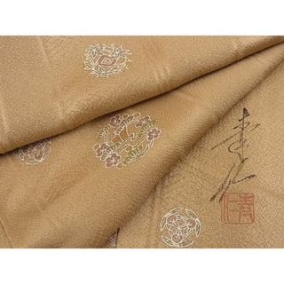 平和屋野田店■友禅作家の巨匠　浅井青仁　小紋　松梅丸文　金彩　逸品　BAAC5855hj(着物)