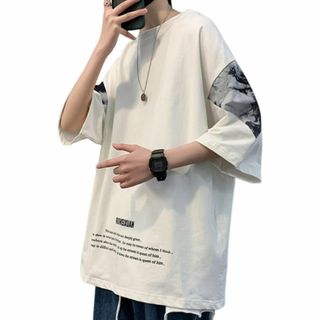 Luxe Relax アーム 柄 スイッチ ルーズ Tシャツ ゆったり 大きいサ(その他)