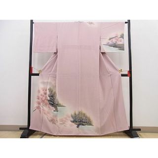 平和屋野田店■訪問着　手描き　渡橋風景文　暈し染め　金彩　逸品　BAAC8832pk(着物)