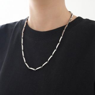 【再入荷】シルバー　ネックレス　チェーン　ユニセックス　アメカジ　ストリート(ネックレス)