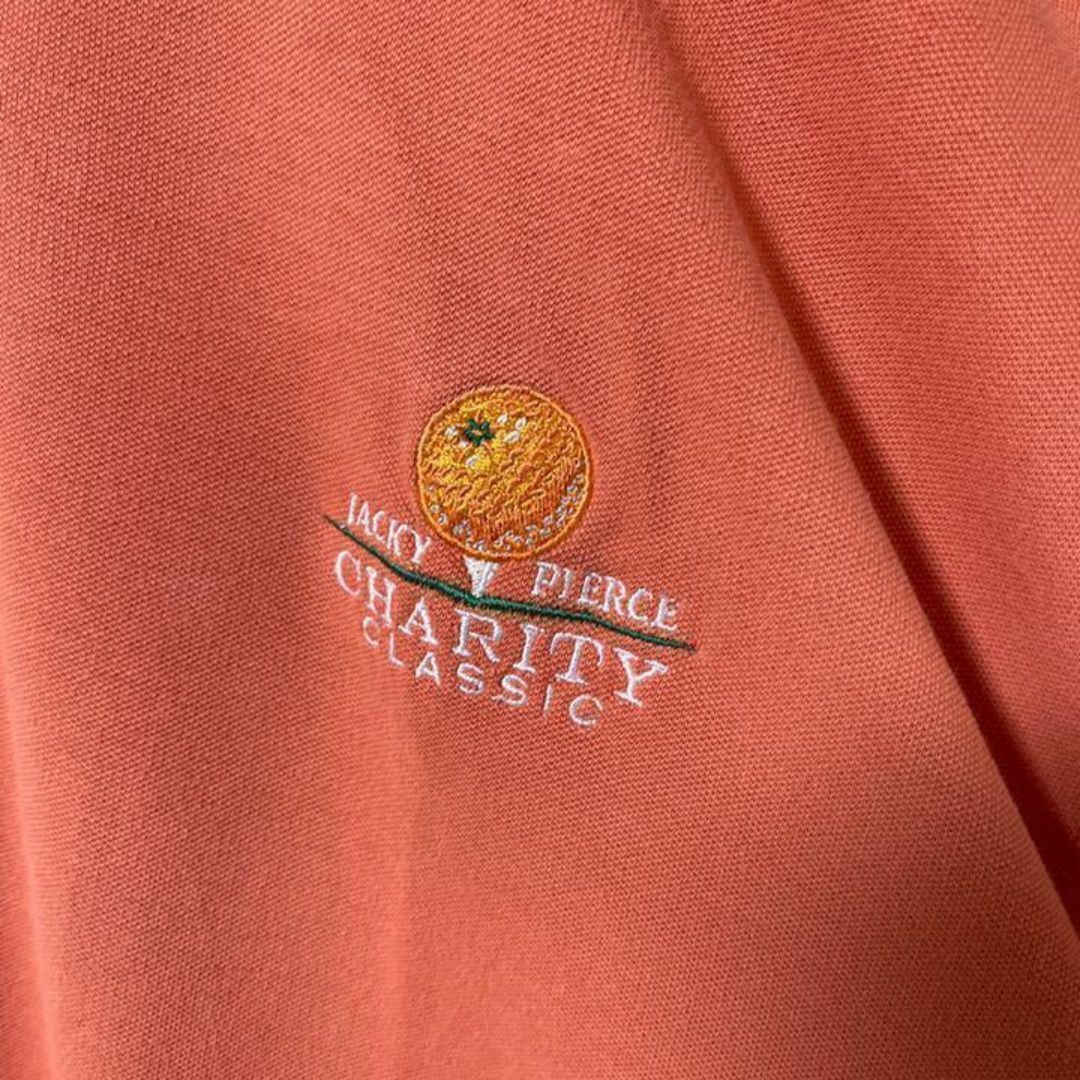 刺繍 メンズ 2XL オレンジ系 ゆるダボ USA古着 90s 半袖 ポロシャツ メンズのトップス(ポロシャツ)の商品写真