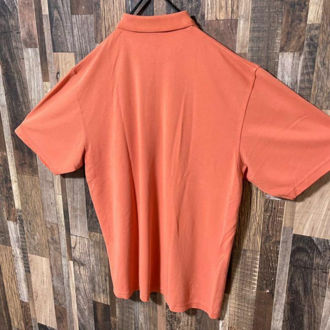 刺繍 メンズ 2XL オレンジ系 ゆるダボ USA古着 90s 半袖 ポロシャツ メンズのトップス(ポロシャツ)の商品写真