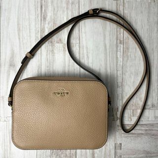 コーチ(COACH)の極美品 COACH コーチ ショルダーバッグ レザー ロゴ 斜めがけ ベージュ(ショルダーバッグ)