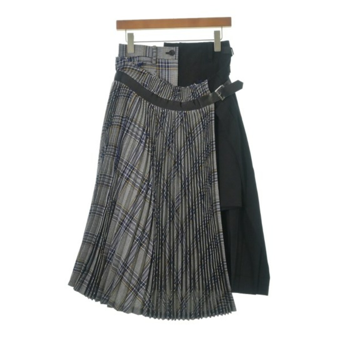 sacai - sacai ロング・マキシ丈スカート 1(S位) グレーx黒x青等 sacai - sacai ロング・マキシ丈スカート 1(S位) グレーx黒x青等