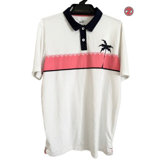 プーマ(PUMA)の最終値下げ　古着 メンズ ゴルフウェア ポロシャツ 白×ピンク(ウエア)