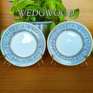 ウェッジウッド(WEDGWOOD)のウエッジウッド フロレンティーン コロンビア ブラック サラダプレート ２枚(食器)