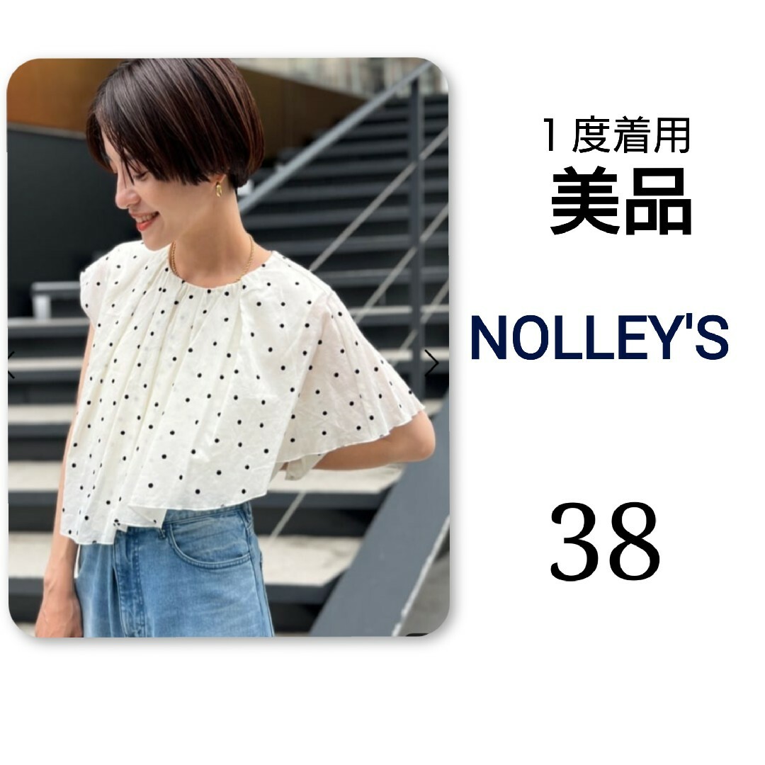 NOLLEY'S(ノーリーズ)の美品　ノーリーズ　フロッキードットレイヤードブラウス　フリル　ブラウス レディースのトップス(シャツ/ブラウス(半袖/袖なし))の商品写真