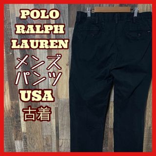 POLO RALPH LAUREN - ラルフローレン メンズ ブラック ワーク 34 L パンツ USA古着 90s