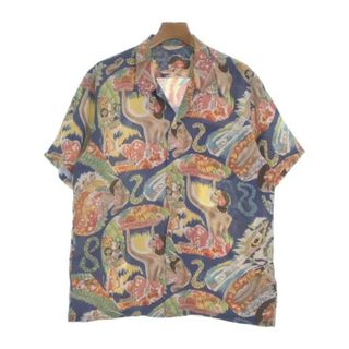 SUN SURF サン　サーフ カジュアルシャツ L 青xベージュx黄等(総柄) 【古着】【中古】