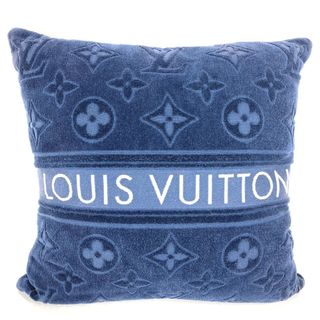 ルイヴィトン(LOUIS VUITTON)のルイヴィトン LOUIS VUITTON クッサン LV バケーション M77782  ピロー 枕 インテリア クッション コットン ブルー 美品(クッション)