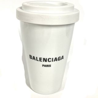 Balenciaga - バレンシアガ BALENCIAGA ロゴ PARIS パリ 666275 コップ カップ 蓋付き 食器 インテリア タンブラー 陶器 ホワイト 未使用