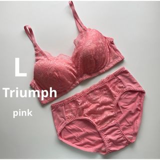 Triumph - 新品　トリンプ  Lサイズ　ピンク　ノンワイヤーブラ＆ショーツセット