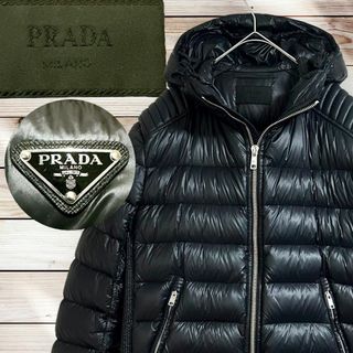 PRADA - 希少サイズ☆名作☆PRADA ライダース ダウンジャケット 三角ロゴ 54 黒