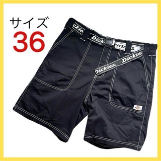 ディッキーズ(Dickies)のDickies ハーフパンツ バックル付きベルト メンズ 短パン 黒 ブラック(ショートパンツ)