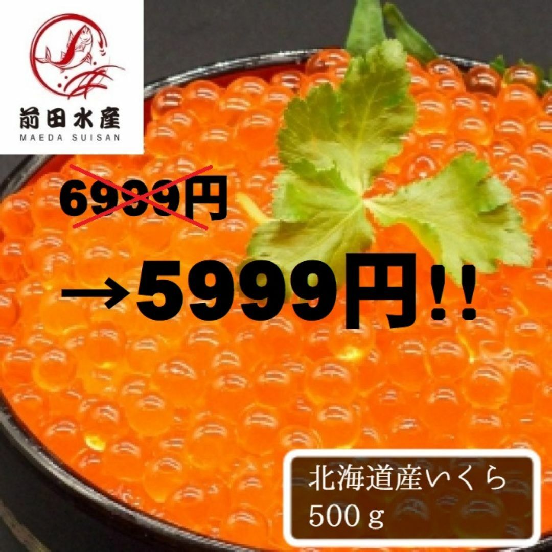 【6999円→5999円！】いくら醤油漬け　500ｇパック　秋鮭使用　イクラ　化粧箱入り 食品/飲料/酒の食品(魚介)の商品写真