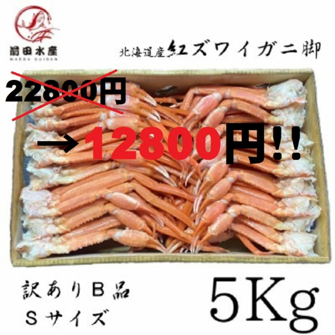 【22800円→12800円！】訳あり　紅ズワイガニ肩Sサイズ　B品　5Kg　蟹　ずわい　かに 食品/飲料/酒の食品(魚介)の商品写真