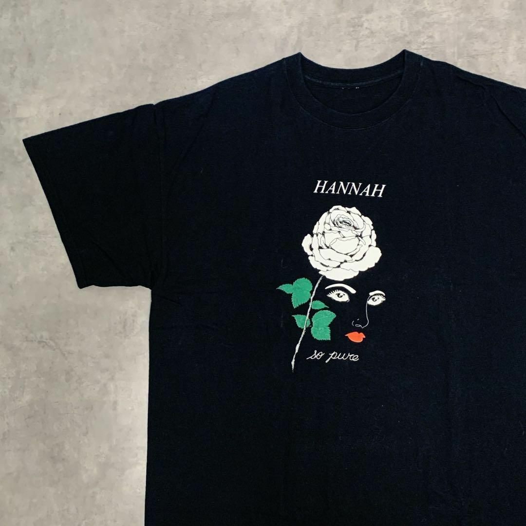 【HANNAH】アート系 ブラックTシャツ 花フラワー女性EURO メンズのトップス(Tシャツ/カットソー(半袖/袖なし))の商品写真