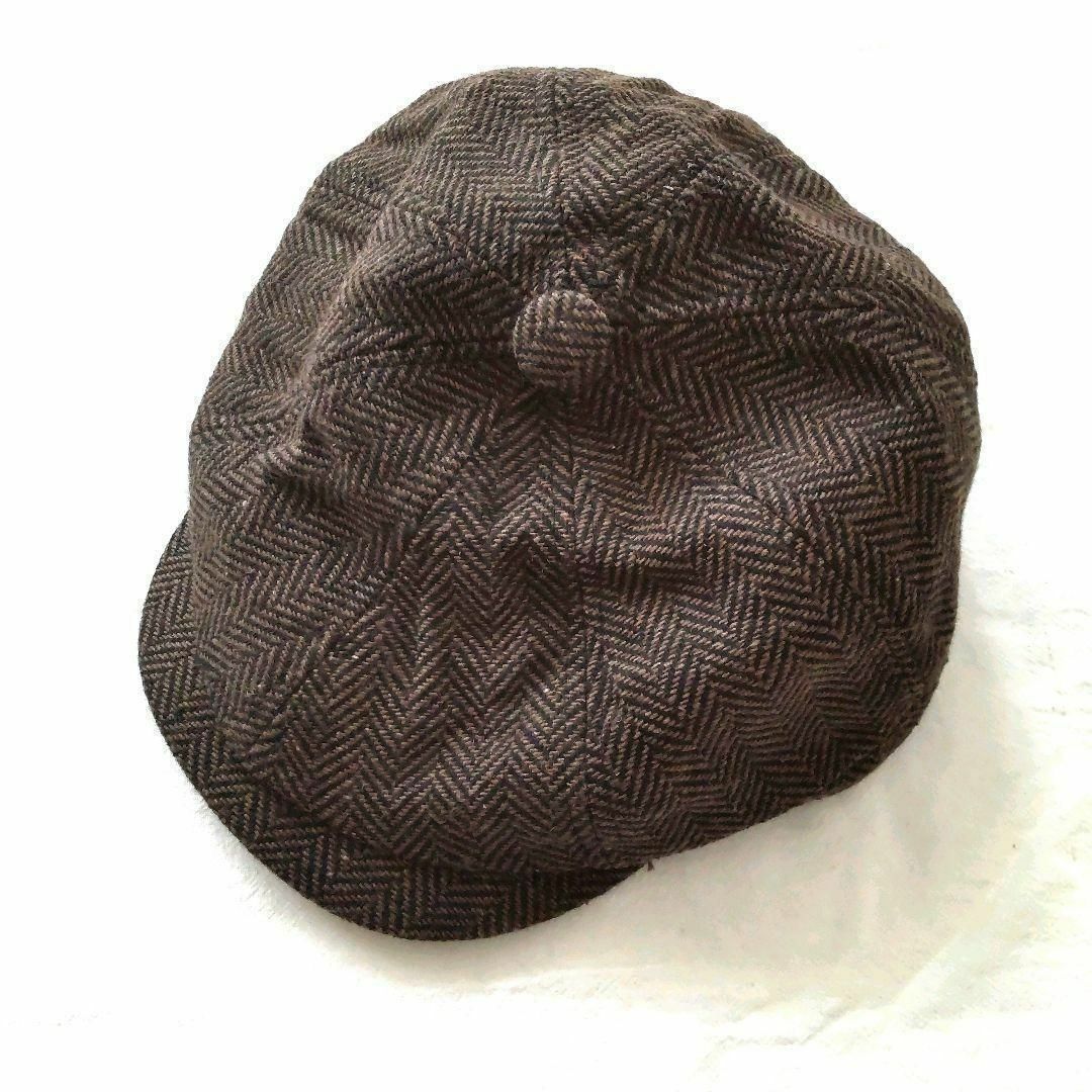 メンズ ハンチング キャスケット ブラウン XL ベレー帽 ヘリンボーン 大きめ メンズの帽子(ハンチング/ベレー帽)の商品写真