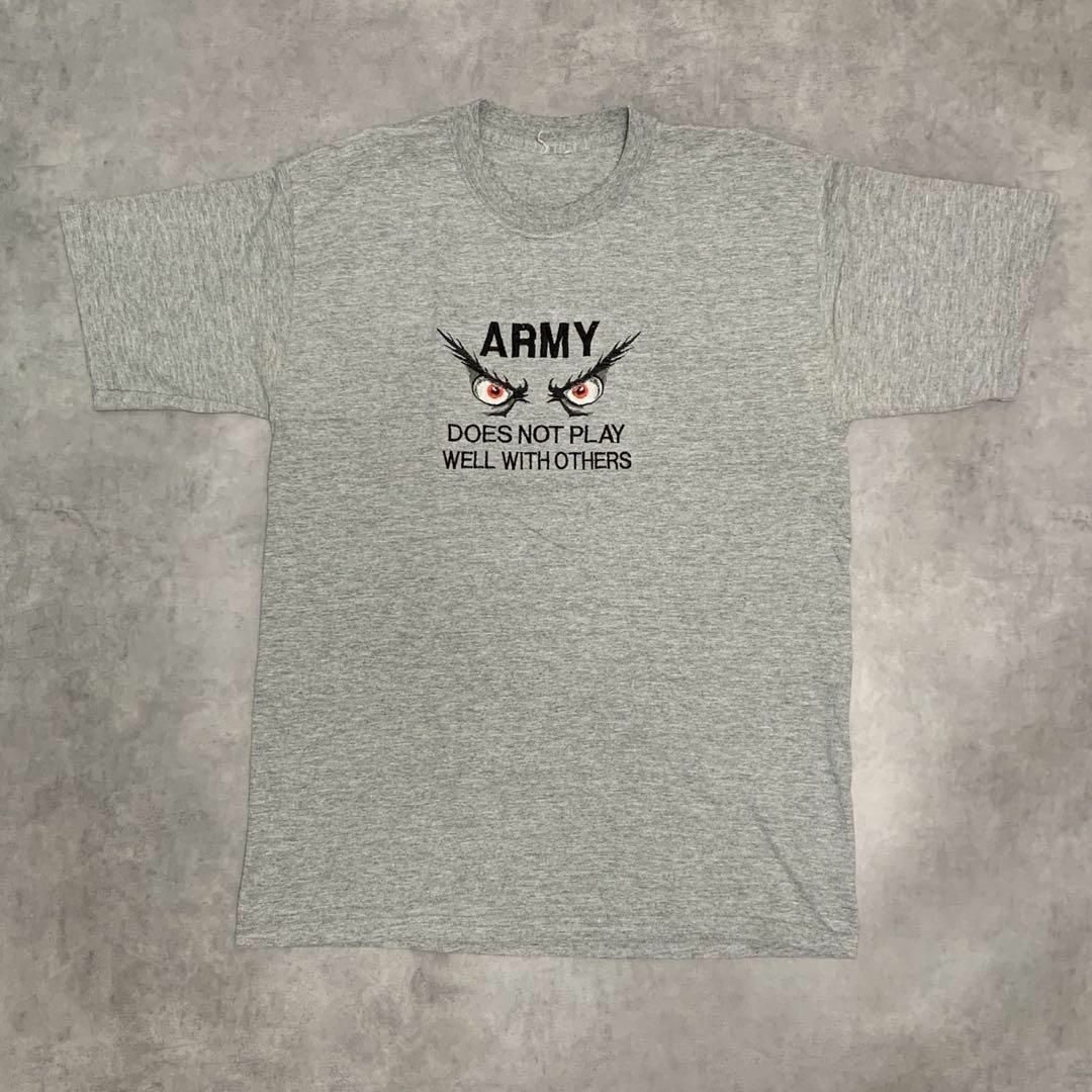 MILITARY(ミリタリー)の【Military】ARMY 刺繍Tシャツ ミリタリー メッセージ T メンズのトップス(Tシャツ/カットソー(半袖/袖なし))の商品写真