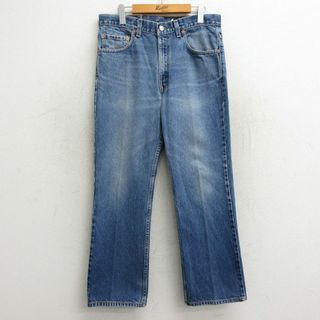 リーバイス(Levi's)のW32★古着 ジーンズ Levis リーバイス 517 メンズ 90年代 90s ブーツカット ヒゲ　コットン USA製 紺 ネイビー デニム 【spe】 24may09 中古 ボトムス ジーパン Gパン ロング パンツ(ワークパンツ/カーゴパンツ)