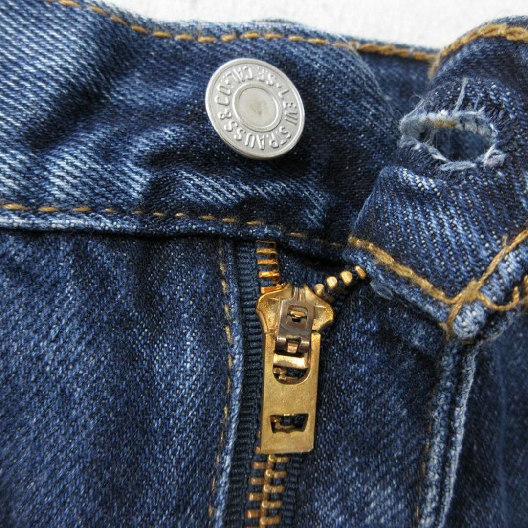 Levi's(リーバイス)のW34★古着 ジーンズ Levis リーバイス 517 メンズ ブーツカット ヒゲ コットン 紺 ネイビー デニム 24may09 中古 ボトムス ジーパン Gパン ロング パンツ メンズのパンツ(ワークパンツ/カーゴパンツ)の商品写真