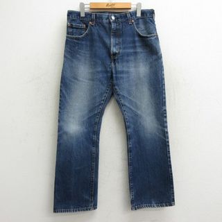 リーバイス(Levi's)のW34★古着 ジーンズ Levis リーバイス 517 メンズ ブーツカット ヒゲ コットン 紺 ネイビー デニム 24may09 中古 ボトムス ジーパン Gパン ロング パンツ(ワークパンツ/カーゴパンツ)