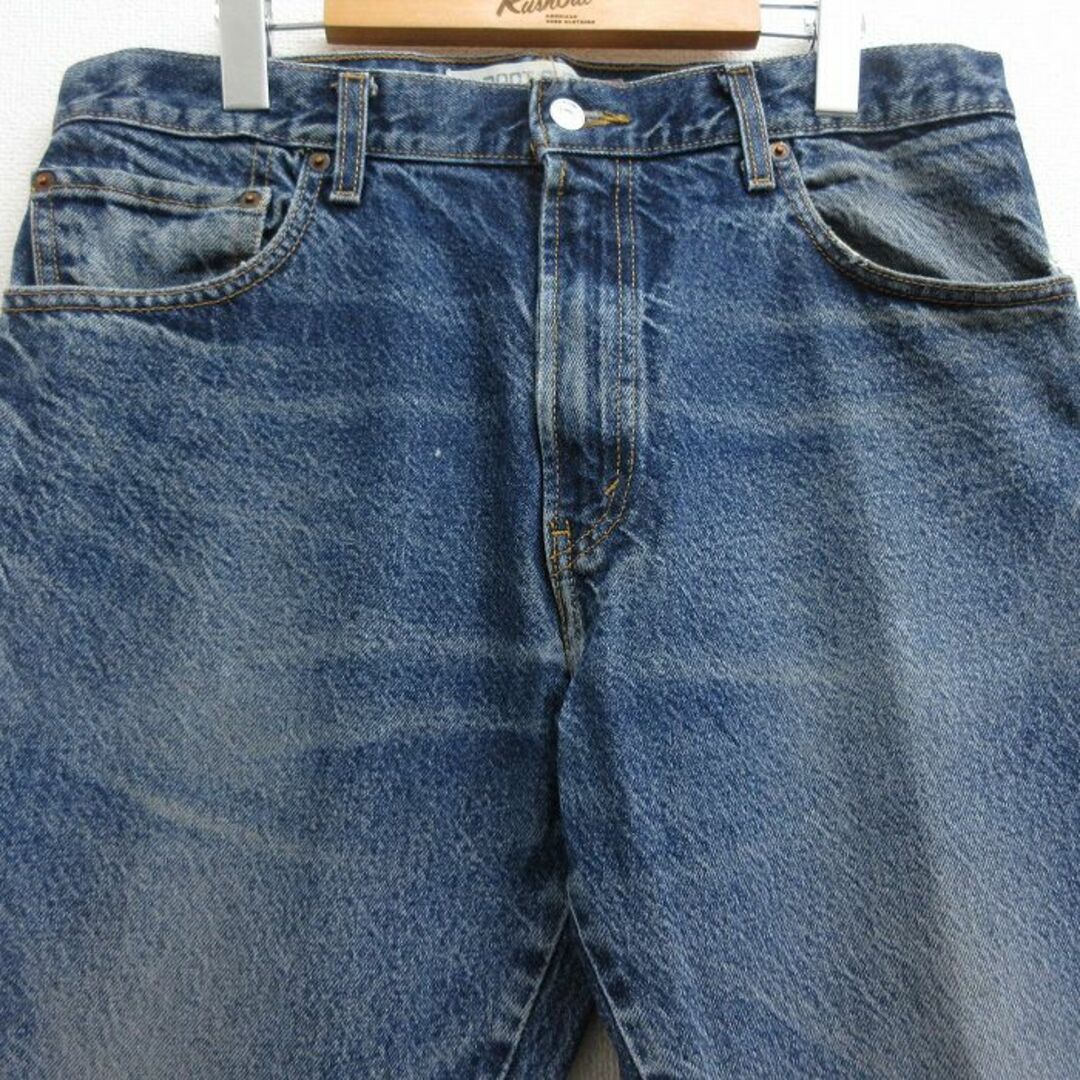 Levi's(リーバイス)のW34★古着 ジーンズ Levis リーバイス 517 メンズ ブーツカット ヒゲ コットン 紺 ネイビー デニム 24may09 中古 ボトムス ジーパン Gパン ロング パンツ メンズのパンツ(ワークパンツ/カーゴパンツ)の商品写真