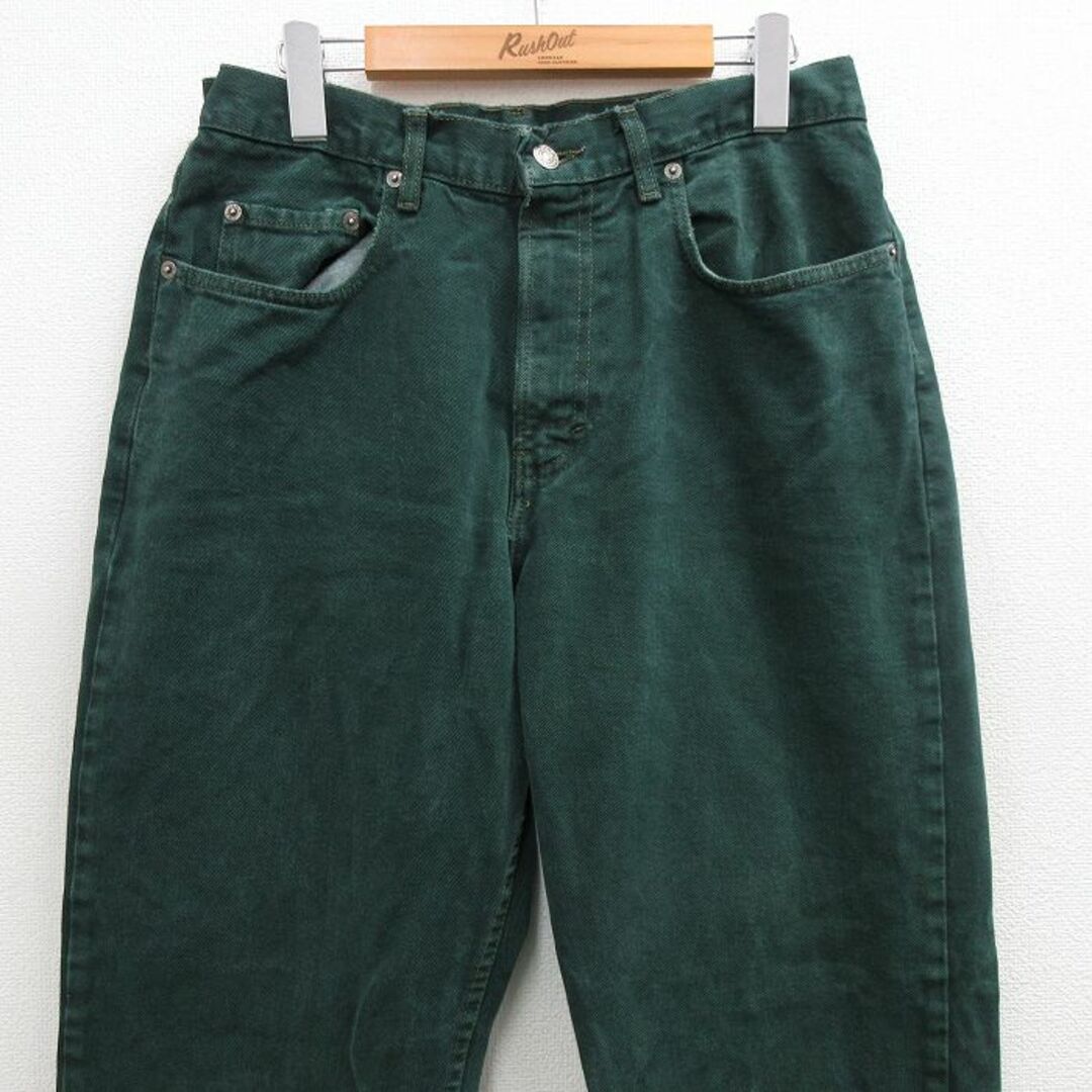 GAP(ギャップ)のW32★古着 ギャップ GAP ジーンズ メンズ 90年代 90s コットン USA製 緑 グリーン デニム 【spe】 24may09 中古 ボトムス ジーパン Gパン ロング パンツ メンズのパンツ(ワークパンツ/カーゴパンツ)の商品写真