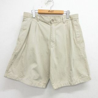 W36★古着 ショート パンツ ショーツ メンズ コットン ベージュ カーキ 24may09 中古 ボトムス 短パン ショーパン ハーフ(ワークパンツ/カーゴパンツ)