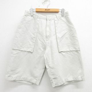 W32★古着 ビューグルボーイ ショート ベイカー パンツ ショーツ メンズ 00年代 00s 白系 ホワイト 24may09 中古 ボトムス 短パン ショーパン(ワークパンツ/カーゴパンツ)