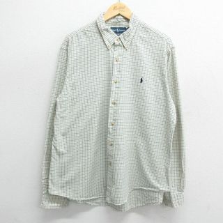 ラルフローレン(Ralph Lauren)のXL★古着 ラルフローレン Ralph Lauren 長袖 ブランド シャツ メンズ 90年代 90s ワンポイントロゴ 生成り他 チェック 24may09 中古 トップス(シャツ)