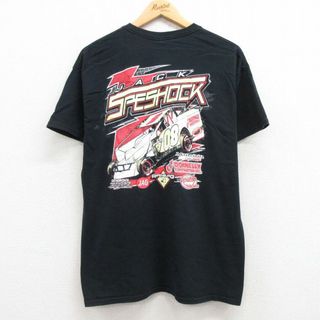 L★古着 半袖 ビンテージ Tシャツ メンズ 00年代 00s レーシングカー ジャックスペショック コットン クルーネック 黒 ブラック 24may09 中古(Tシャツ/カットソー(半袖/袖なし))