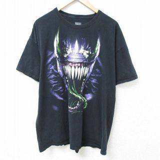 マーベル(MARVEL)のXL★古着 半袖 Tシャツ メンズ マーベル ヴェノム 大きいサイズ コットン クルーネック 黒 ブラック 24may09 中古(Tシャツ/カットソー(半袖/袖なし))