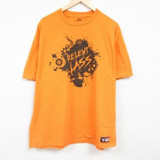 XL★古着 半袖 Tシャツ メンズ ワールドプロレスリング ベッキーリンチ 大きいサイズ クルーネック オレンジ 24may09 中古(Tシャツ/カットソー(半袖/袖なし))