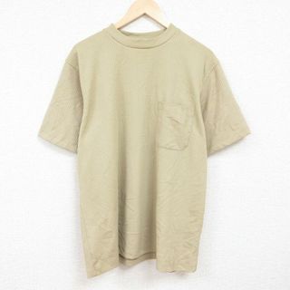 XL★古着 HABAND 半袖 Tシャツ メンズ 無地 胸ポケット付き 大きいサイズ ポリエステル クルーネック 薄緑 グリーン ストライプ 【spe】 24may09 中古