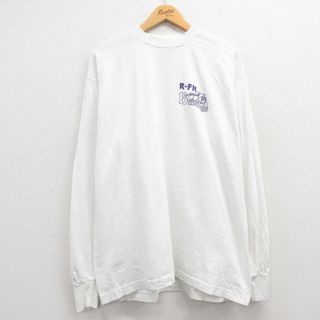 フルーツオブザルーム(FRUIT OF THE LOOM)のXL★古着 フルーツオブザルーム 半袖 ビンテージ Tシャツ メンズ 90年代 90s 犬 ブルドッグ 大きいサイズ コットン クルーネック USA製 白 ホワイト 24may09 中古(Tシャツ/カットソー(半袖/袖なし))