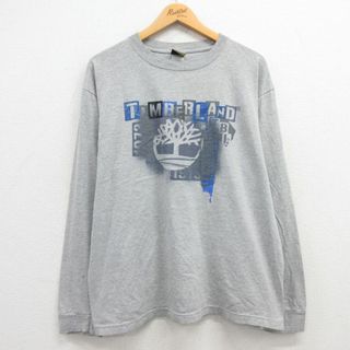 ティンバーランド(Timberland)のXL★古着 ティンバーランド 半袖 ビンテージ Tシャツ メンズ 00年代 00s ビッグロゴ クルーネック グレー 霜降り 24may09 中古(Tシャツ/カットソー(半袖/袖なし))