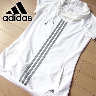 アディダス(adidas)の美品 L アディダス レディース 半袖カットソー ホワイト(カットソー(半袖/袖なし))