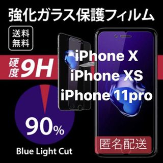 iPhoneX/XS/11pro用 ブルーライト フィルム ガラス