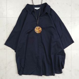 プラステ(PLST)の美品♪ プラステ PLST スキッパー ブラウス プルオーバー ブラック(シャツ/ブラウス(半袖/袖なし))