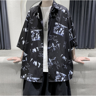♡新品・未使用♡ フォトプリント 半袖 シャツ ブラック(Tシャツ/カットソー(半袖/袖なし))