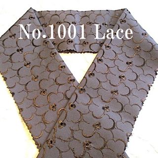 No.1001♪レース半襟♪ブラウンに刺繍とカットワーク♪レトロレース半衿