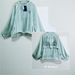 スカラー(ScoLar)の【ScoLar】蝶花刺繍 シャイニングシフォン シアーブルゾン タグ付未使用(シャツ/ブラウス(長袖/七分))