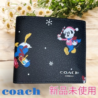 コーチ(COACH)の【新品・未使用】　coach 折財布　ブラック　シグネチャー(財布)