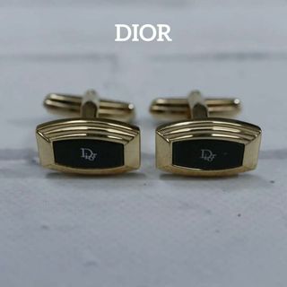 クリスチャンディオール(Christian Dior)の【匿名配送】 DIOR ディオール カフス ゴールド ロゴ 黒 2(カフリンクス)