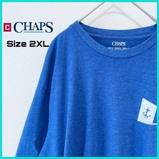 チャップス(CHAPS)のチャップス Tシャツ クルーネック 古着 2XL プリント ブルー/36(Tシャツ/カットソー(半袖/袖なし))