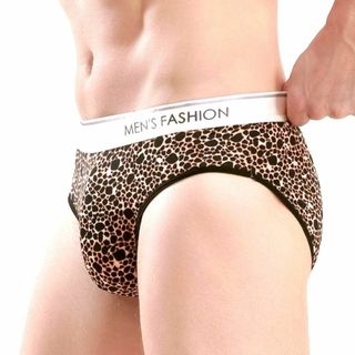 ブリーフ パンツ メンズ 下着 M ビキニ ヒョウ柄 レオパード アイスシルク(その他)