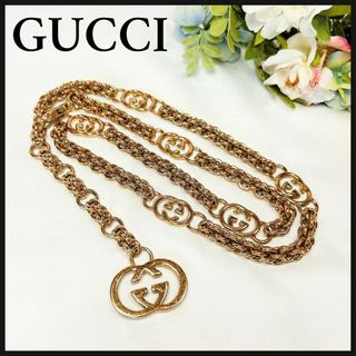 ☆希少☆GUCCI ゴールド ネックレス チェーンベルト インターロッキング